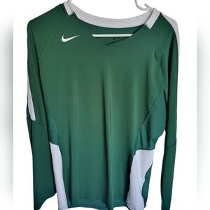 Nike Green and White Long Sleeve Shirt Size Large